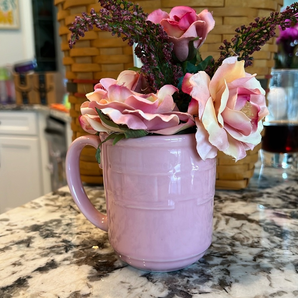 Longaberger Pink Mug with Mug insert from homestead
